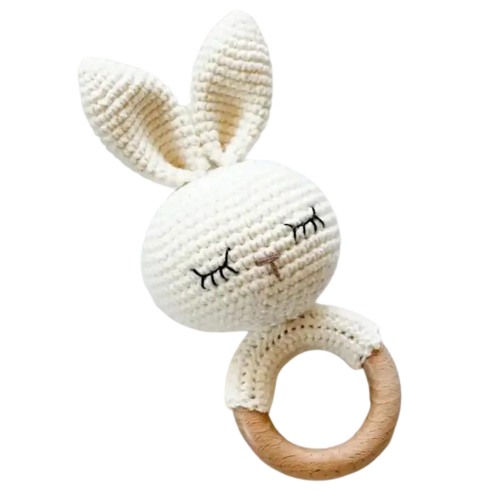 Crochet Bunny Baby Teether Rattle Set – Mini Baby